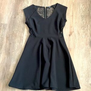 Black Mini Dress with Lace Cut Outs